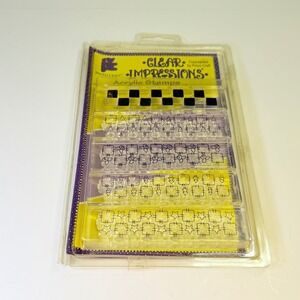 Provo Craft Clear Impressions Acrylic Stamps Geometric Borders Hearts Stars